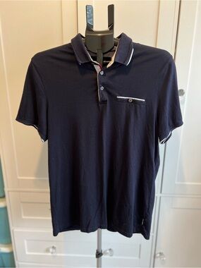 Ted Baker Navy Polo with Contrast Trim - Large (Sz 5)